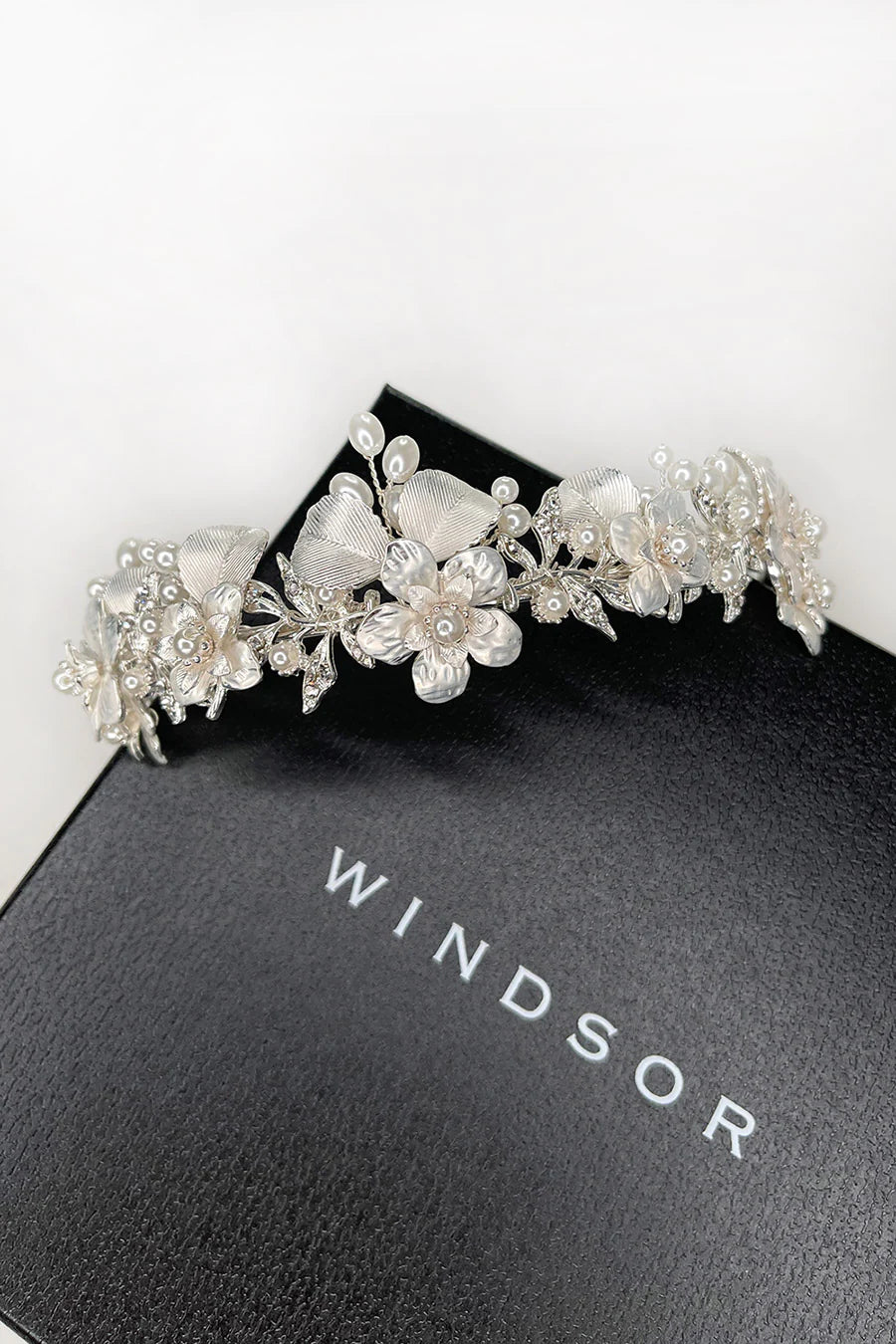 Lousie Silver Bridal Crown with Pearls