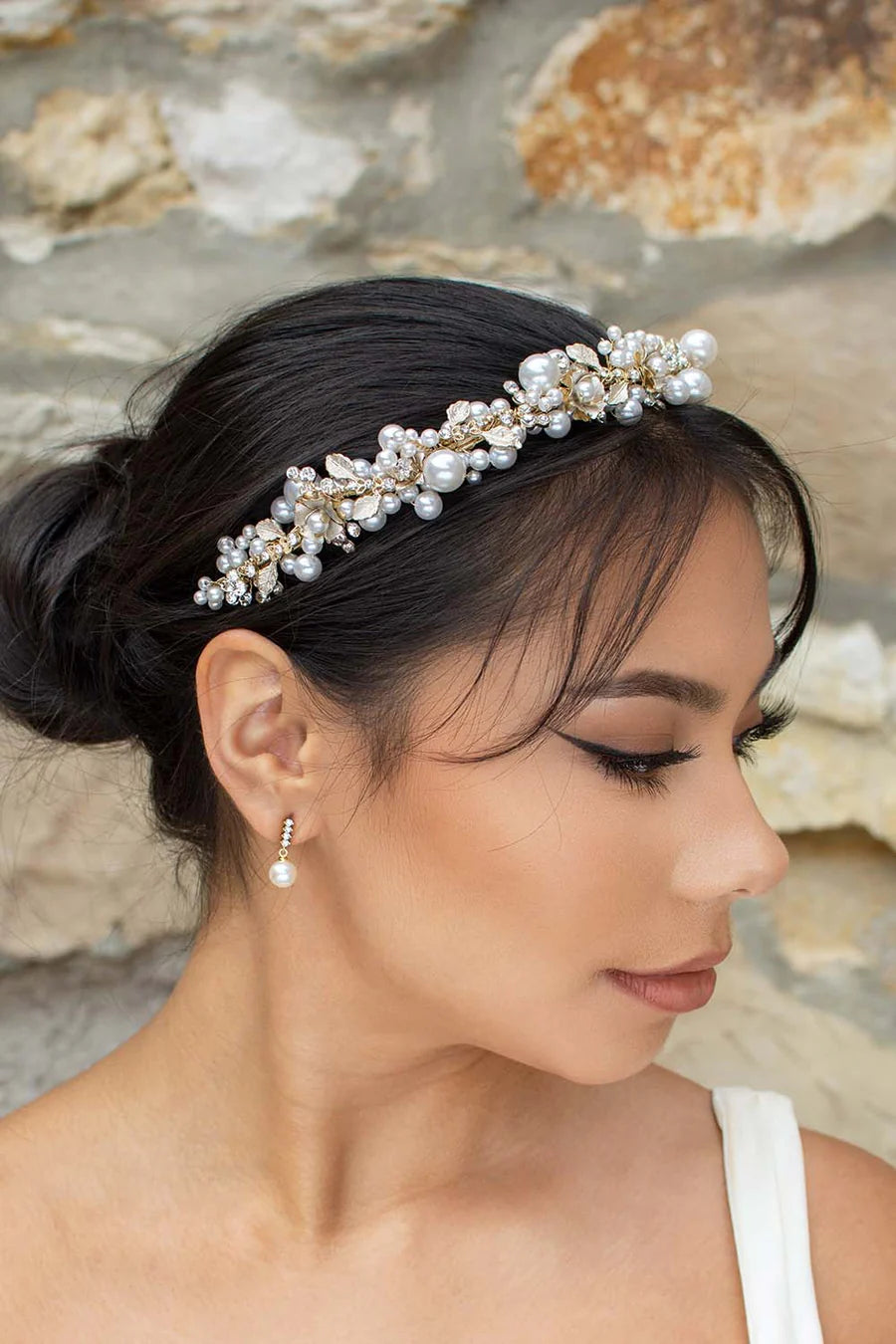 Stella Gold Pearl Bridal Headband