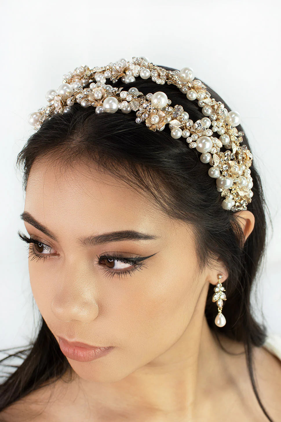Stella Double Twin Row Gold Pearl Headband