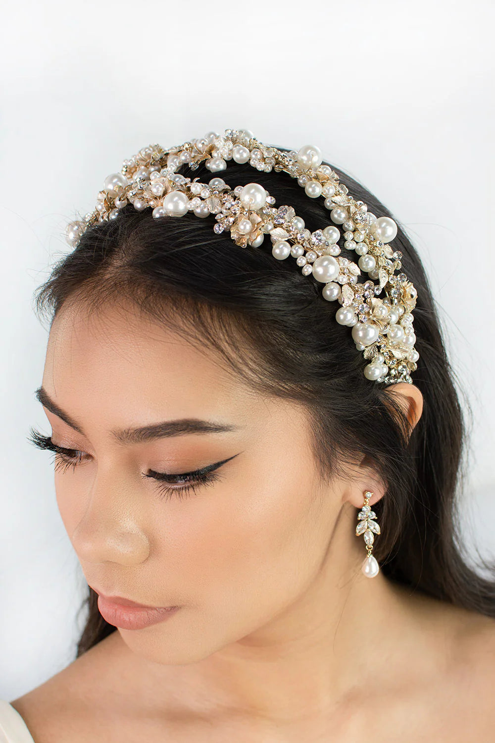 Stella Double Twin Row Gold Pearl Headband