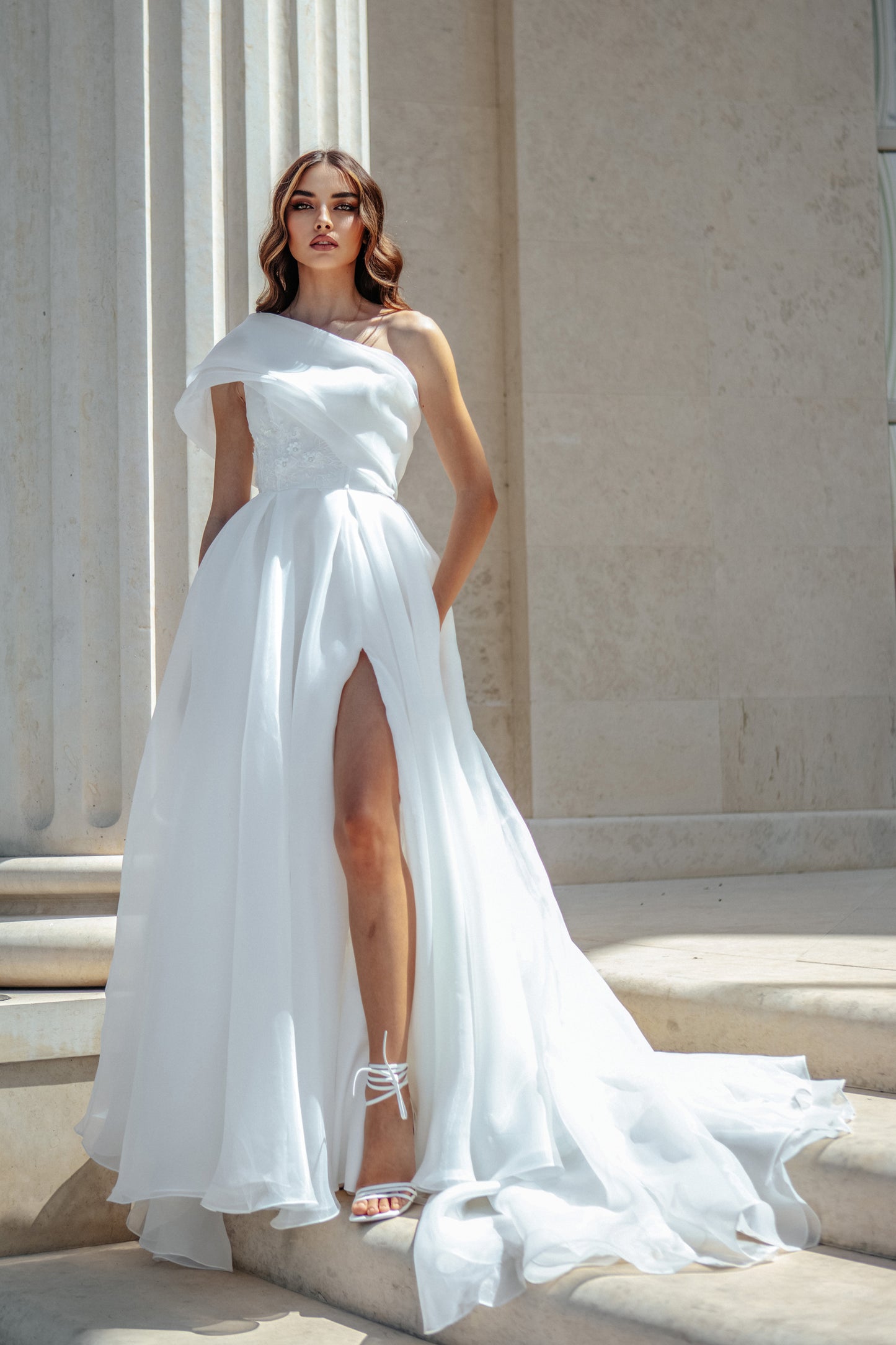 Ashley Off Shoulder Bridal Gown - Ivory