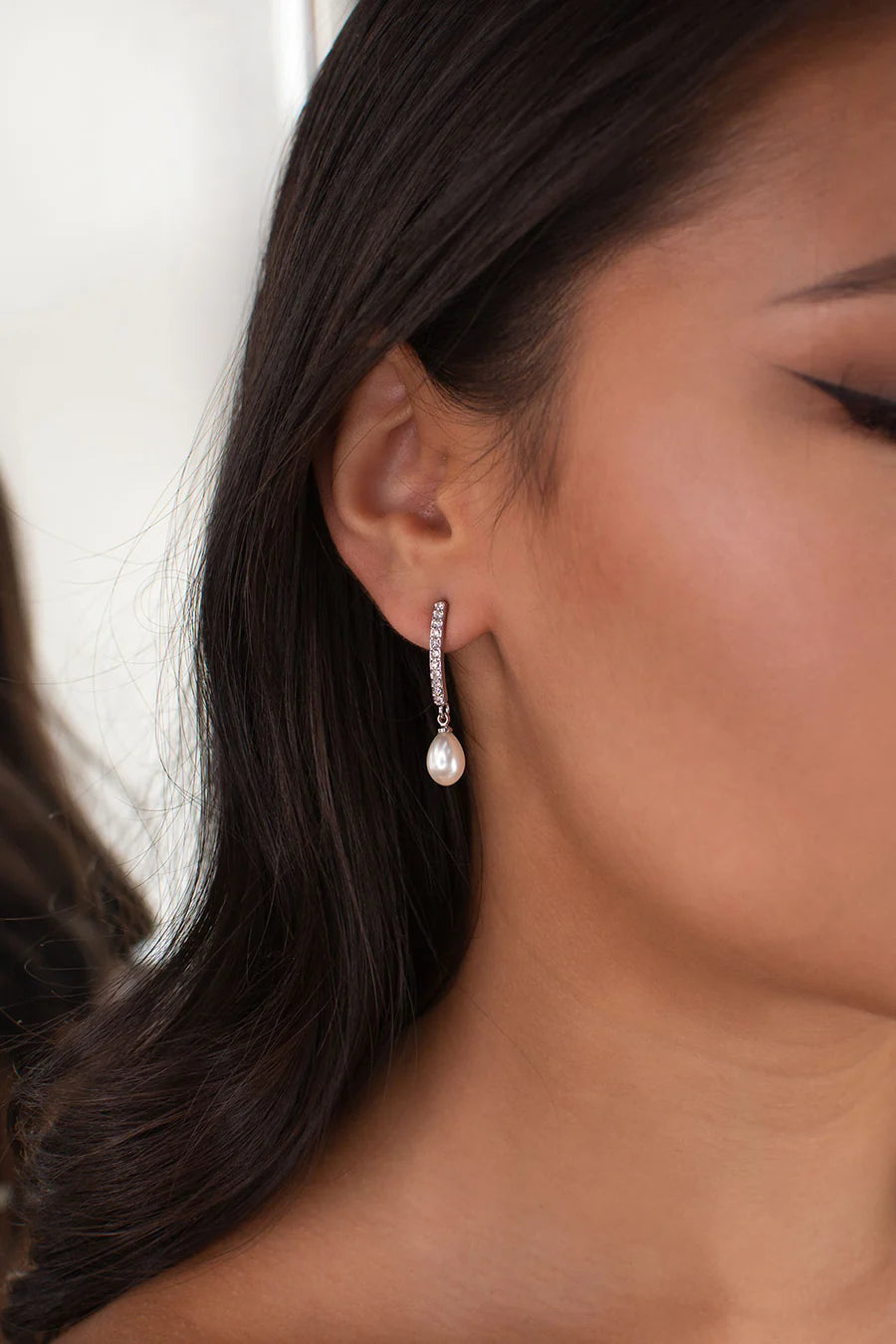 Audelia Pearl Bridal Teardrop Earrings
