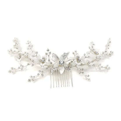 Biance Flower Headpiece - Silver/Crystal