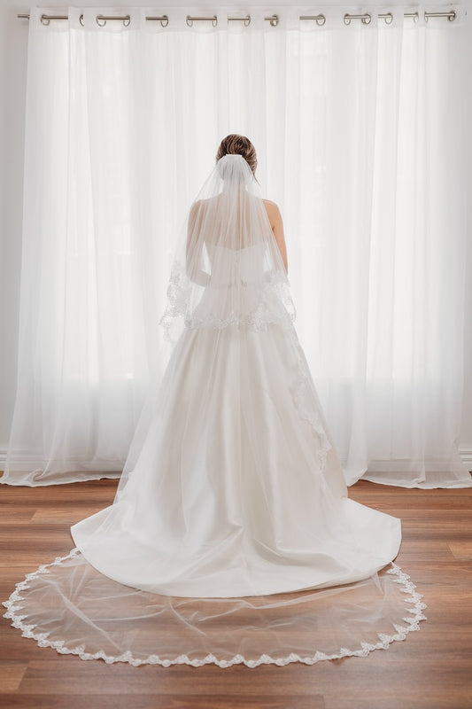 Two Tiered Circular Cut Lace Veil