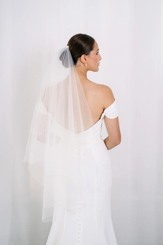 AN6044B Ivory Tulle Beaded Veil