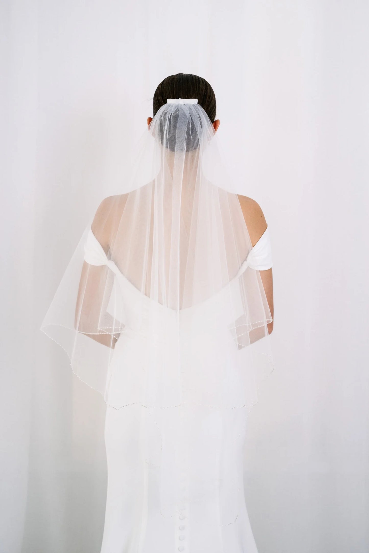 AN6044B Ivory Tulle Beaded Veil