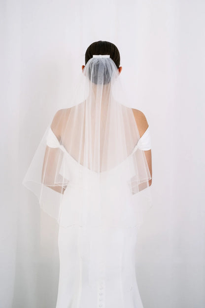 AN6044B Ivory Tulle Beaded Veil