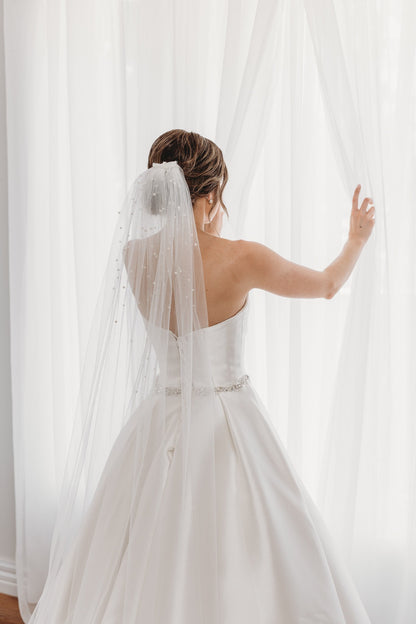 AN6116 Ivory Pearl Tulle Veil