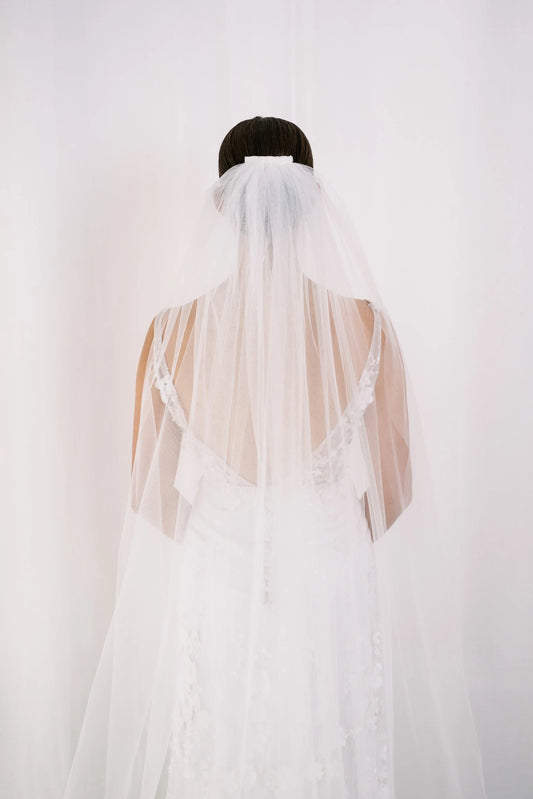 AN7001 Plain Ivory Tulle Cathedral Length Veil