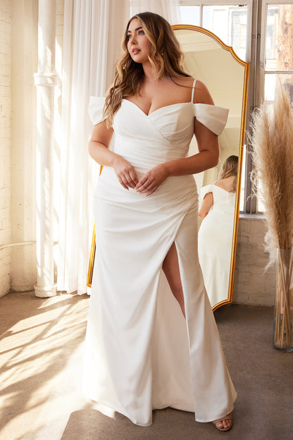 Wendy Ann C7501 Crepe Off Shoulder Bridal Gown - Vintage White