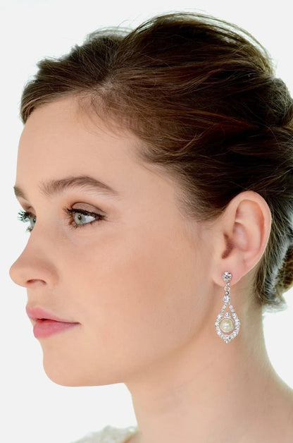 Nova Pearl Crystal Earring - Silver