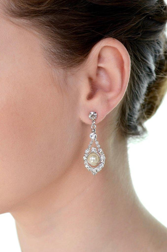 Nova Pearl Crystal Earring - Silver