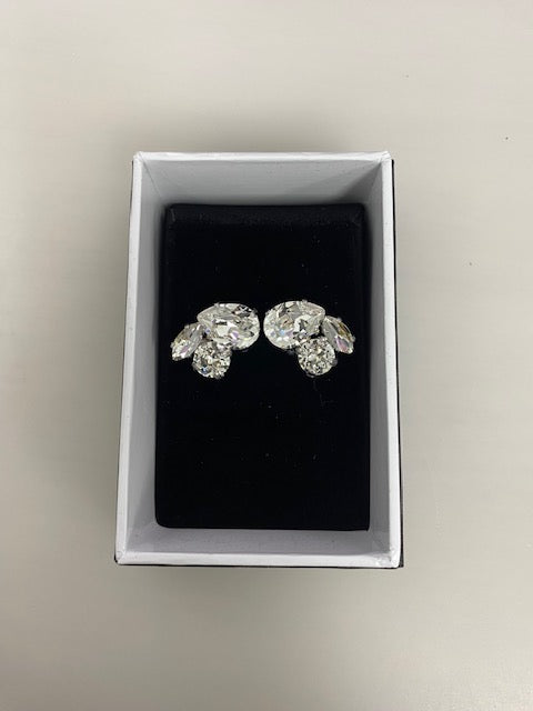 Avalina Silver Cluster Earring - Clear Stones