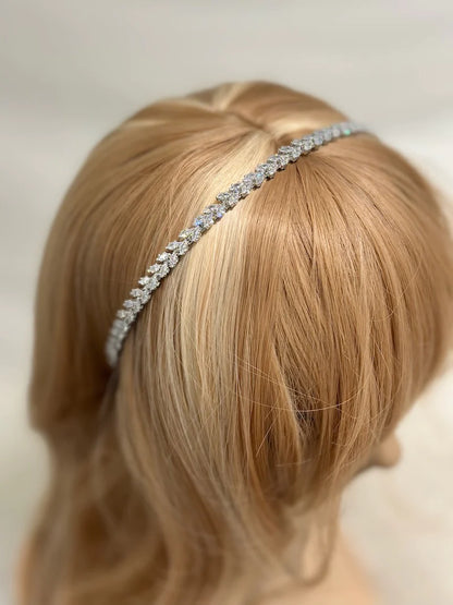 Hazel Double Silver Single Row Bridal Headband