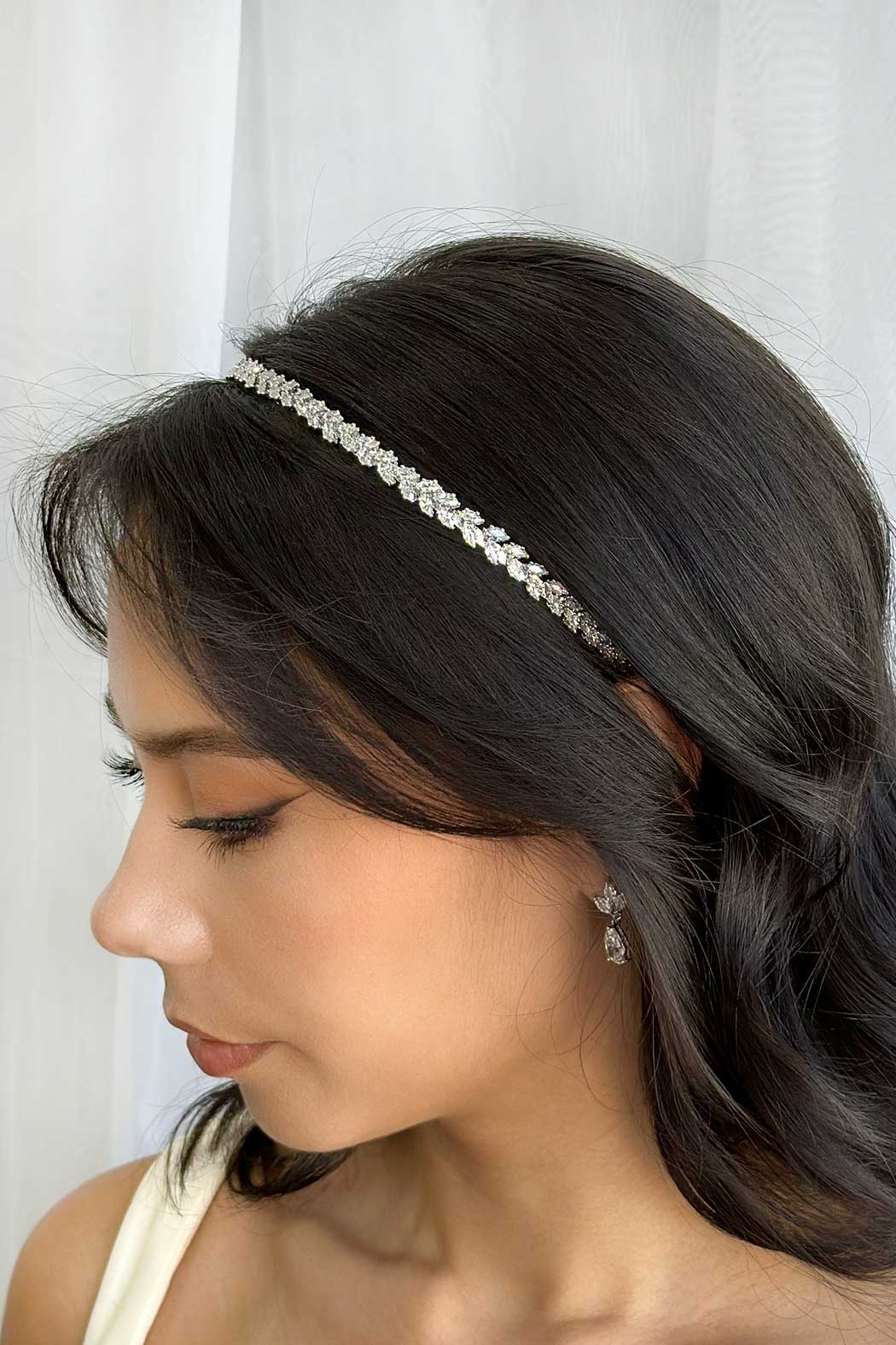 Hazel Double Silver Single Row Bridal Headband