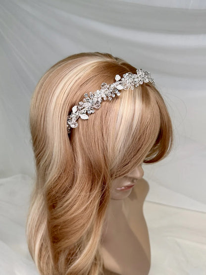 Faith Crystal Bridal Headband in Silver