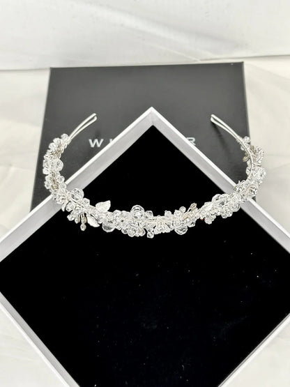 Faith Crystal Bridal Headband in Silver