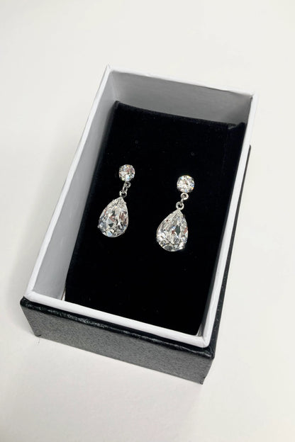 Rosemary Silver Swarovski Crystal Clear Earring