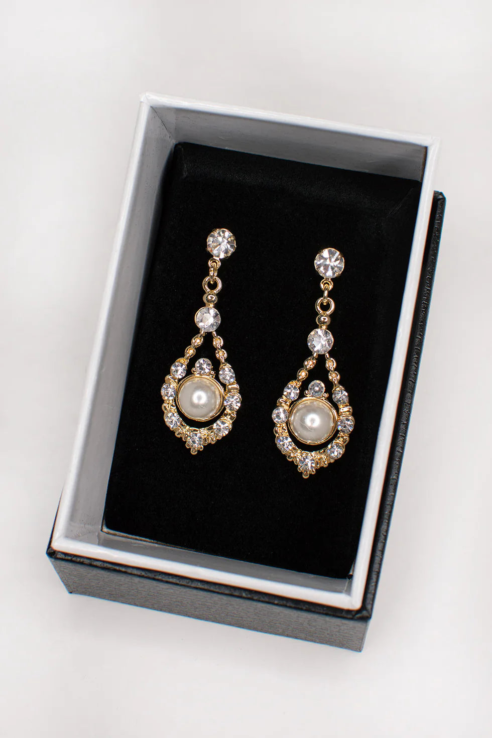 Nova Pearl Crystal Earring - Gold