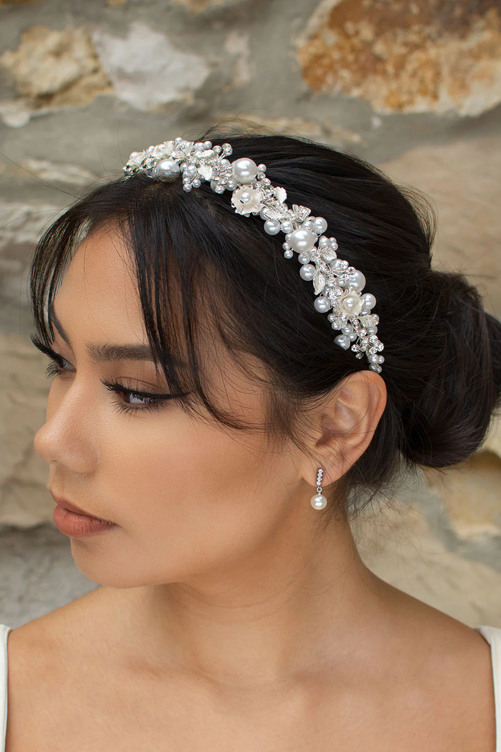 Stella Silver Bridal Peal Headband