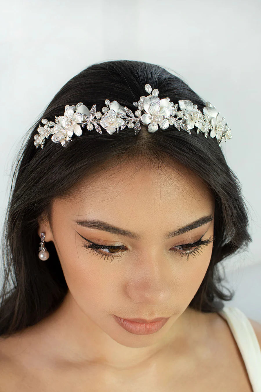 Lousie Silver Bridal Crown with Pearls