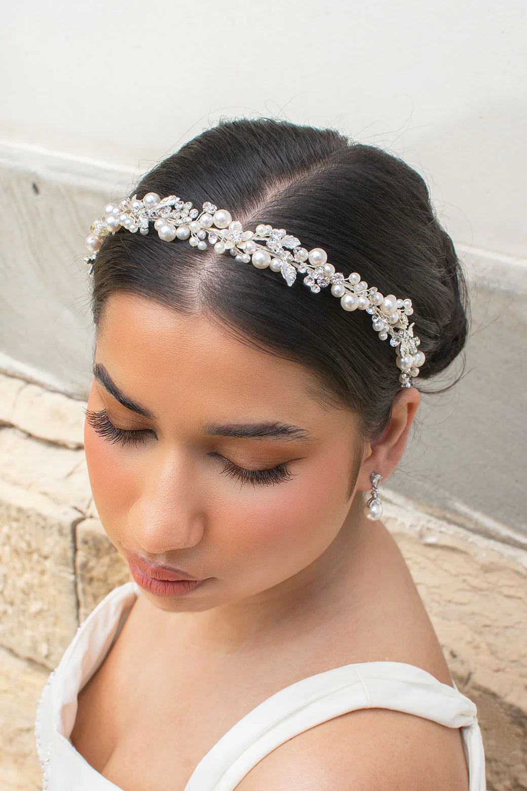 Margaret Pearl Bridal Headband in Silver