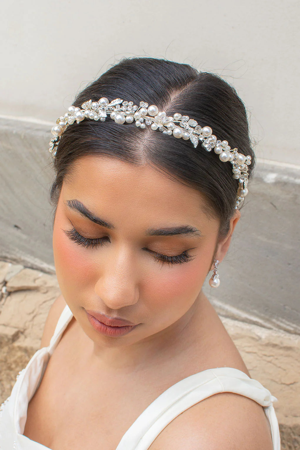 Margaret Pearl Bridal Headband in Silver