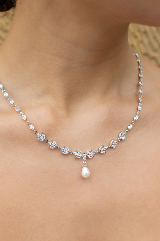 Leah Bridal Necklace - Silver