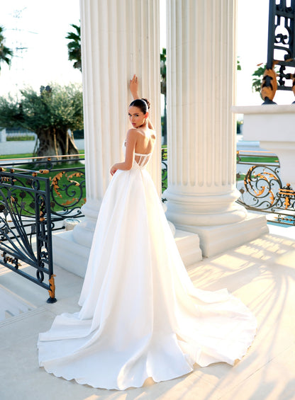 Lina Scooped Neckline Strapless Bridal Gown - Ivory