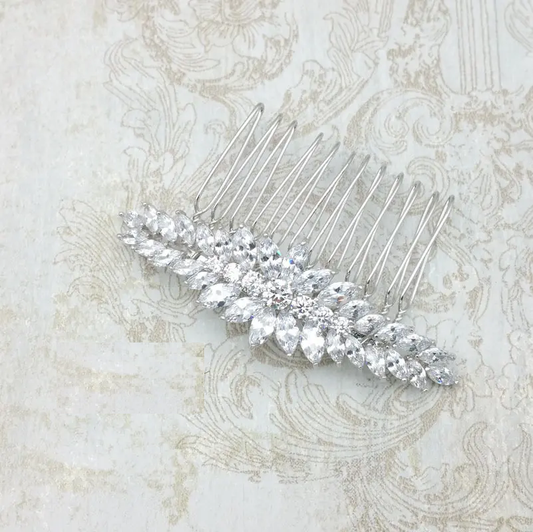 Sparkling Marquise CZ Comb - Silver