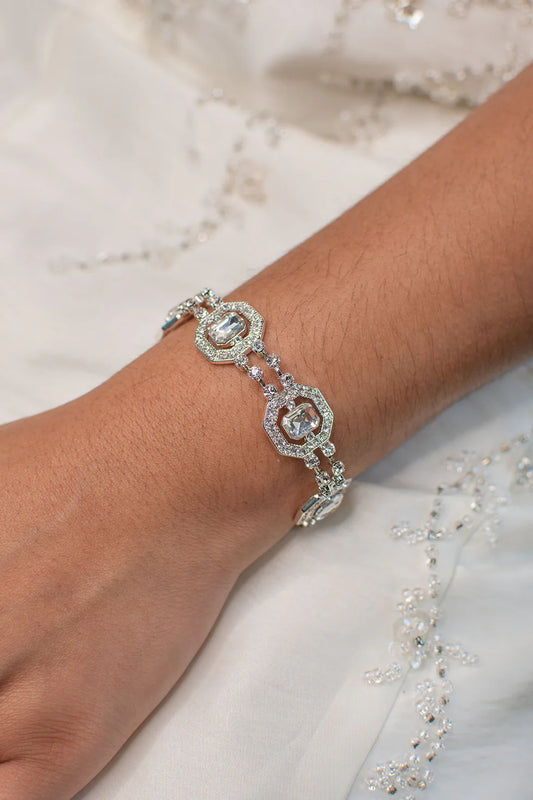 Evangeline Art Deco Silver Bracelet