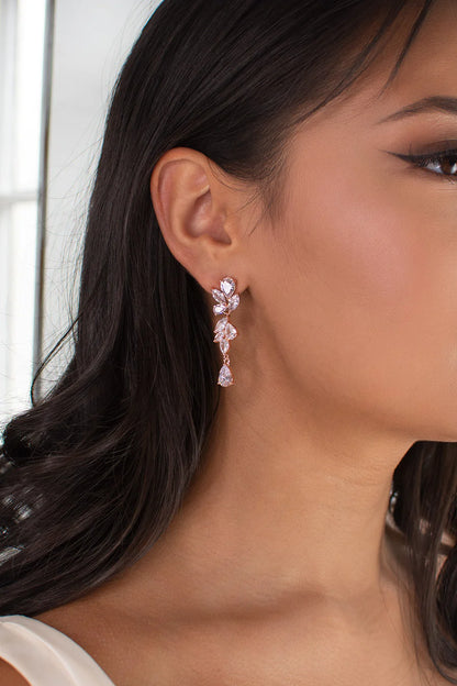 Claire Drop Earrings in Rose Gold