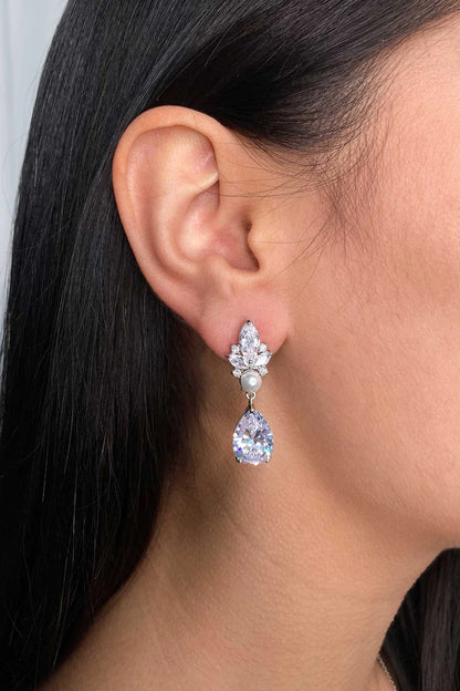 Elsa Crystal & Pearl Drop Earring