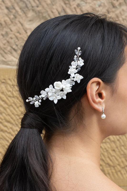 Callista Silver Flower Bridal Comb